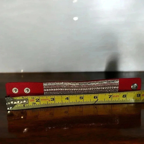 Faux leather bracelets set of 2 red & olive green - Picture 1 of 4